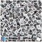 BeadTin White Opaque 7mm Cube Plastic Alpha Beads - Black Letter B (75pcs)